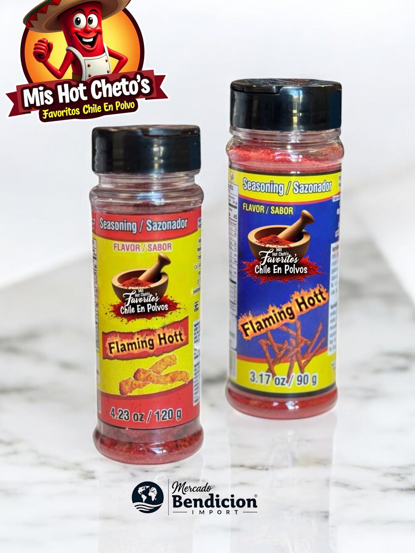 Flaming Hot Flavored Chili Powder (2 Pack Flaming Hott Flavor And Taki Flavor)