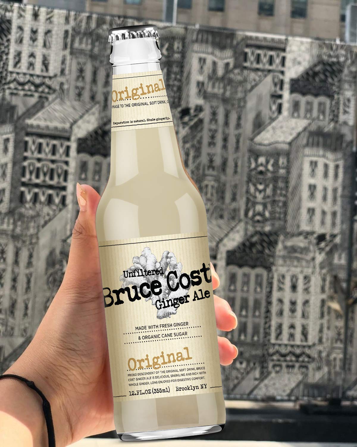 Bruce Cost Unfiltered Ginger Ale Original 12 oz - 12 Glass Bottles