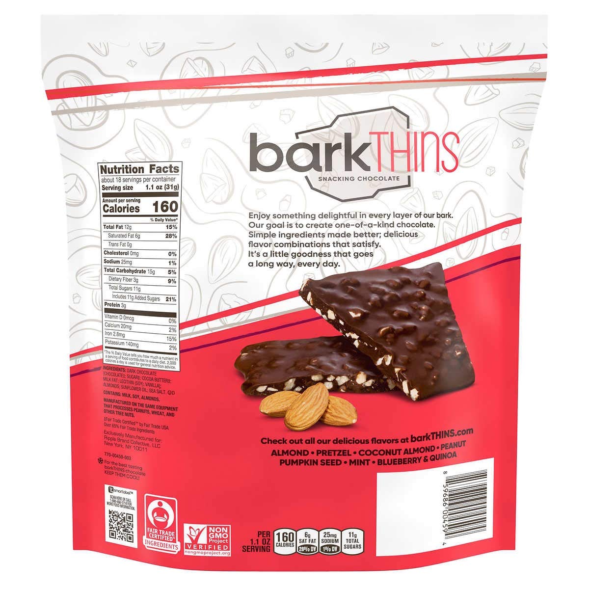 Barkthins Bark Thins Almond Snacking Chocolate Dark Dark Chocolate 20.0 Ounce