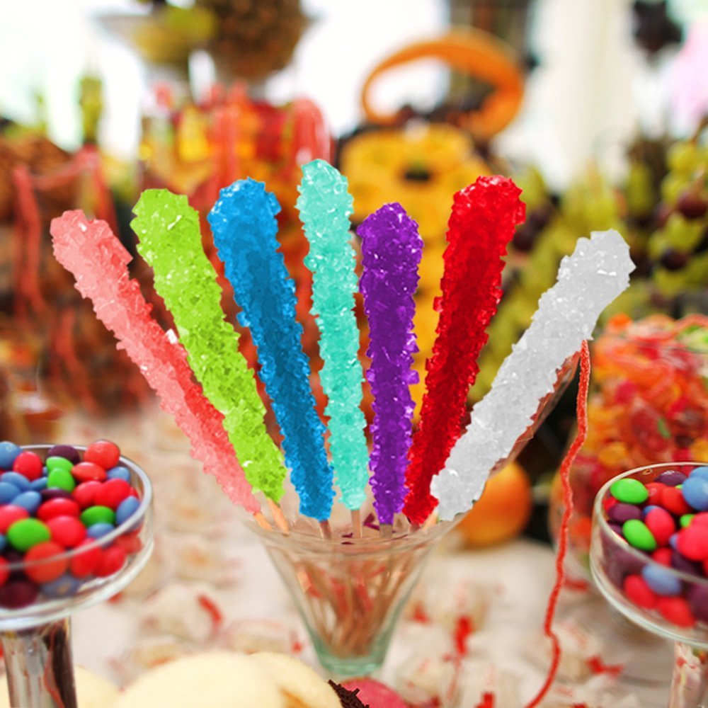 Extra Large Rock Candy Sticks: 144 Blue Rock Candy Sticks - Blue Raspberry - Individually Wrapped For Weddings, Bridal Showers, Receptions, Candy Buffet, Party Favors, Old Fashioned Espeez Bulk Candy