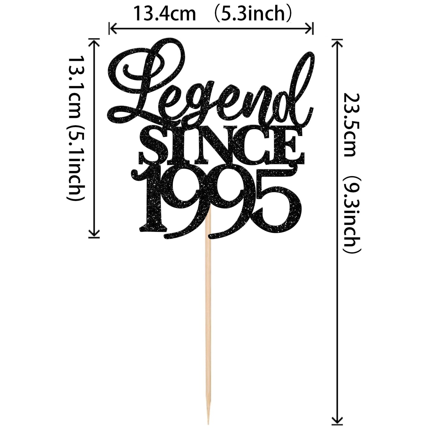 Rssta i Cake Topper, Legend Since 1995, Glitter Design, Black, for 30th Birthday, Wedding Anniversary Party, Model XM310-black 1993