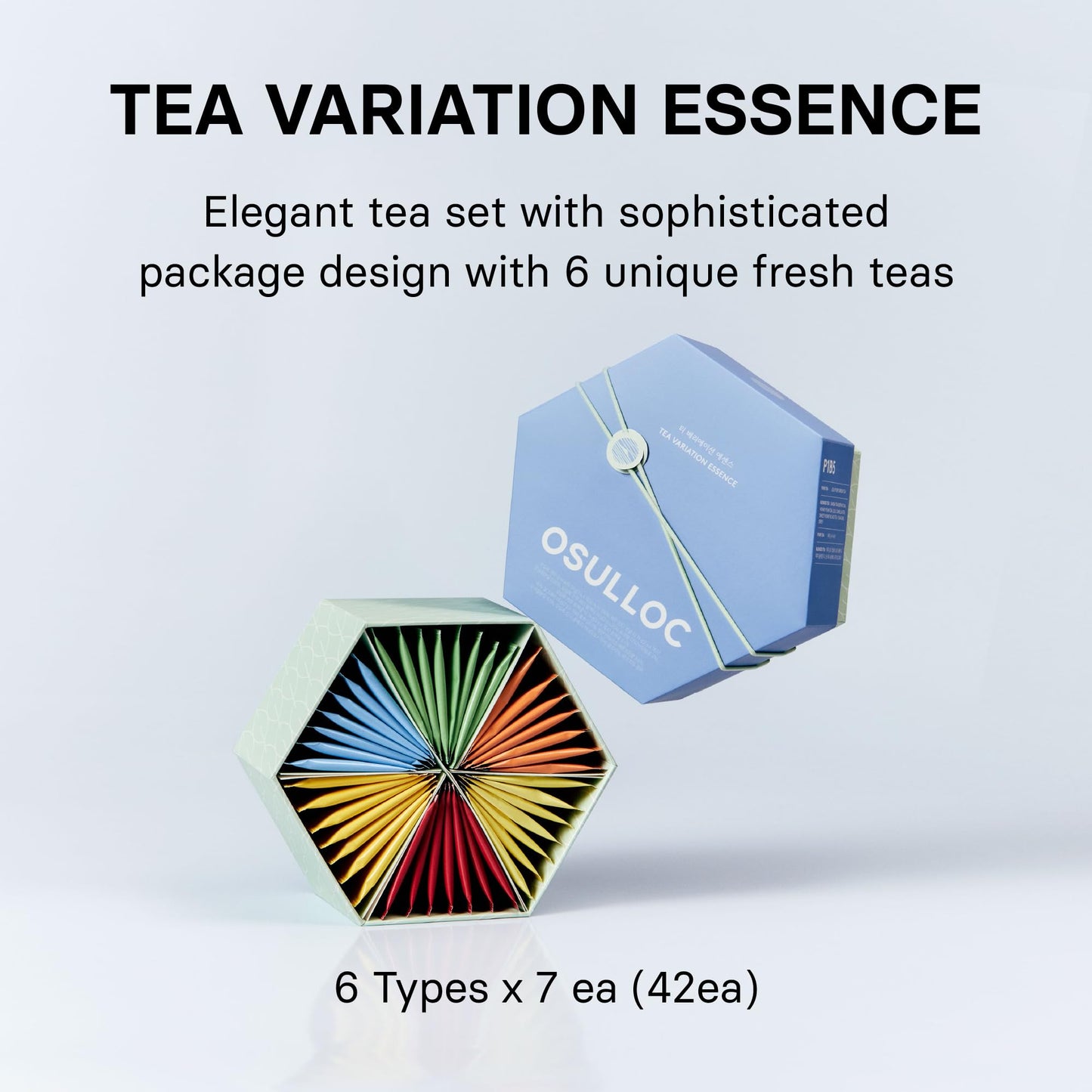 Osulloc Tea Variation Essence (42 Count, 6 Types X 7 Ea), Assorted Tea Bag Sampler, Exceptional Designed Variety Tea Gift Set, P
