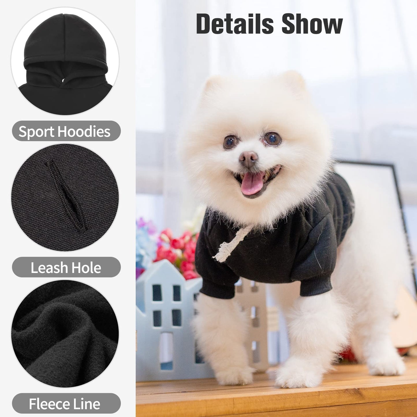Bingpet Dog Hoodies-Fleece Lined-Hooded Pullover For Dog Cat In Cold Weather