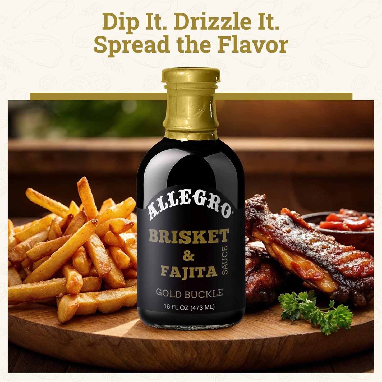 ALLEGRO - The Marinate Everything Marinades - Gold Buckle Brisket & Fajita Sauce - 16 oz, Pack of 4