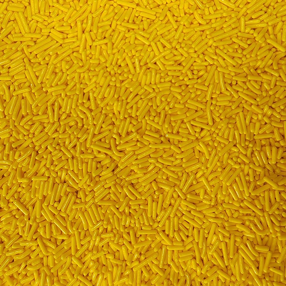 Homankit Yellow Jimmies Sprinkles Edible Sprinkle Candy Soft Jimmies Toppings For Ice Cream, Cupcake, Cake, Cookie, Dessert Deco