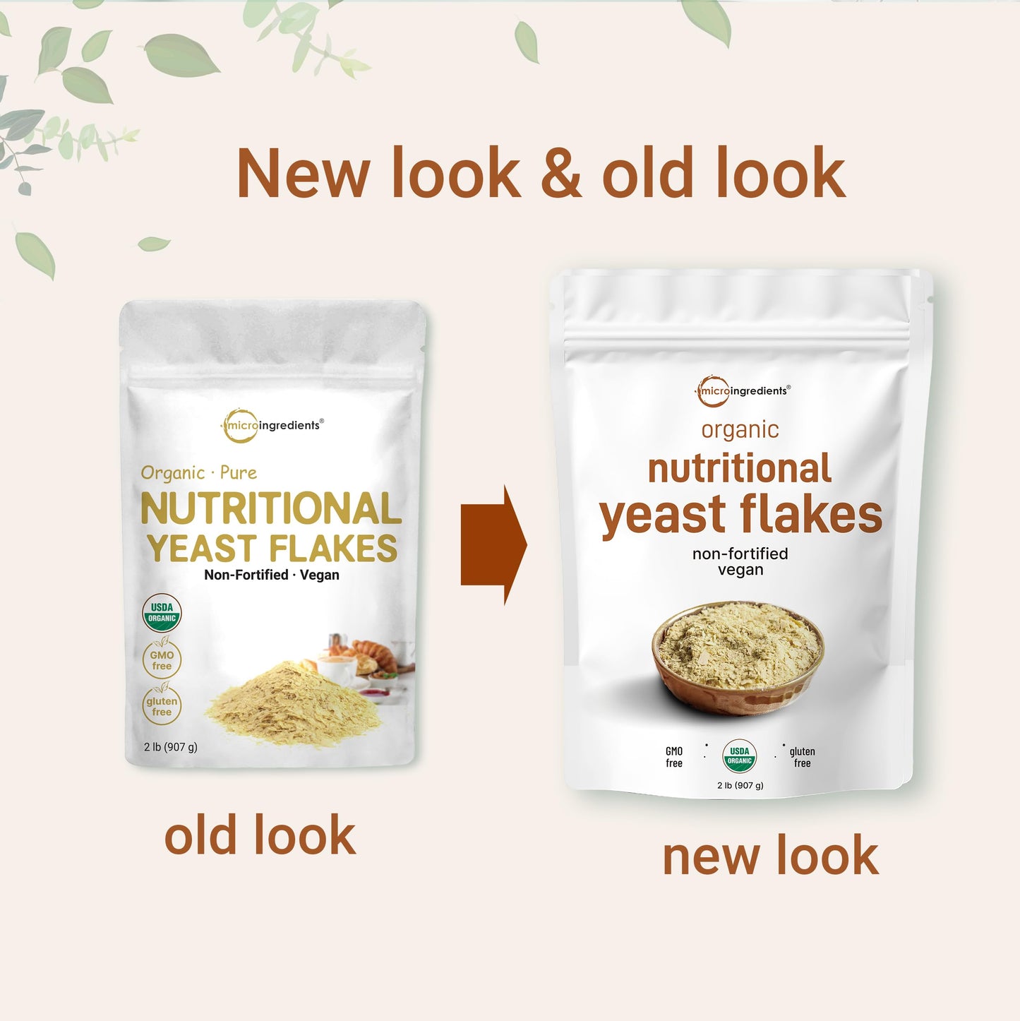 Organic Non-Fortified Nutritional Yeast Flakes, 2 Pounds (32oz) | Rich in Vegan Protein, B Vitamins & Beta-glucans | Keto Friend