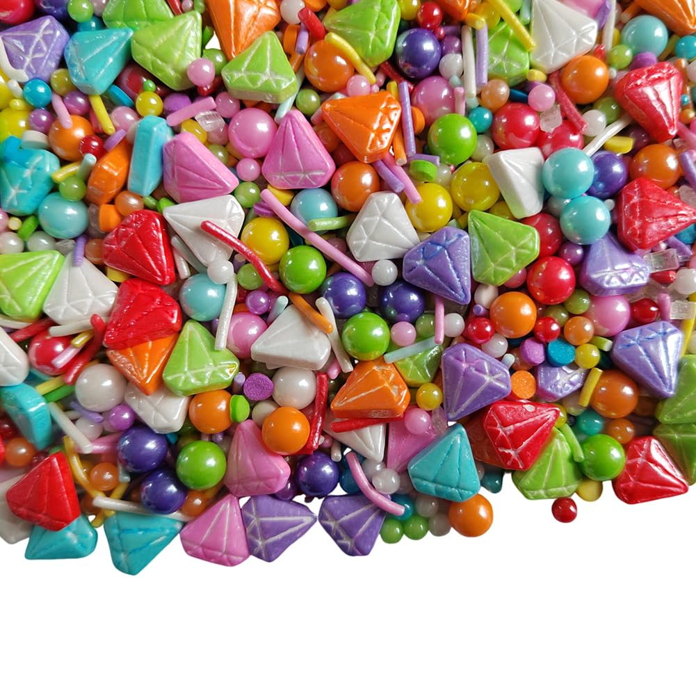 Ephvodi Diamond Sprinkles Rainbow Sprinkles For Cake Decorating, Pastel Jimmies Pearls Sprinkle Mix For Cupcake Toppers, Cookies