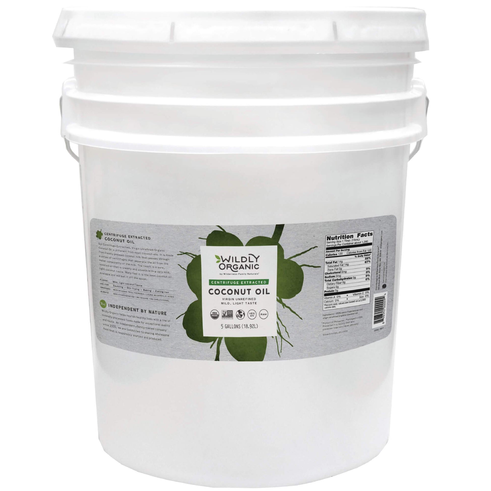 Wildly Organic Centrifuge Extracted Organic Virgin Coconut Oil 640 Fl Oz, 5 Gallon - Organic, Unrefined, Raw, Non-GMO, Vegan, Pe