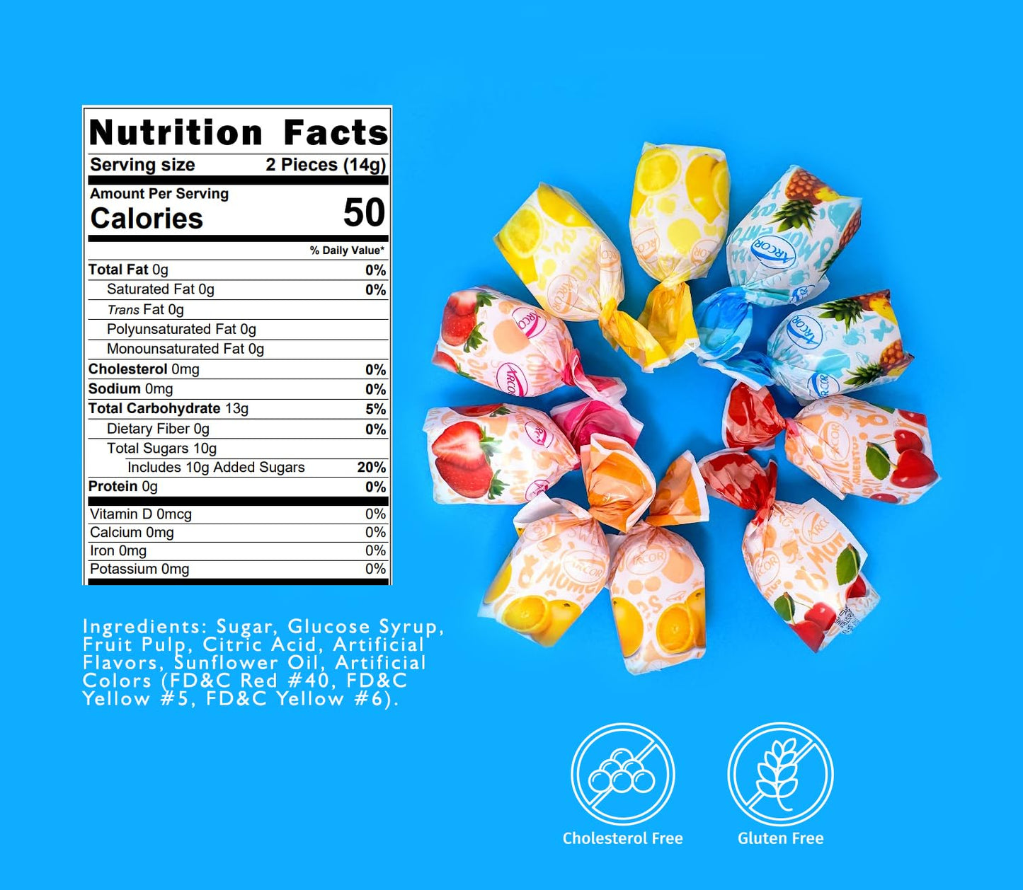 SweetGourmet Arcor Fruit Filled Assorted Bon Hard Candy, 2 lb