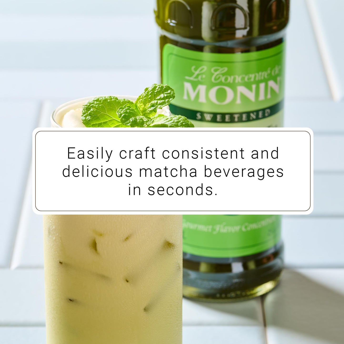 Monin Matcha Green Tea Concentrate, Organic Japanese Matcha, 40mg Caffeine, 33.8 Fl Oz, Non-GMO, Gluten-Free, Plastic Bottle