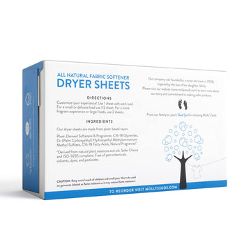 Molly'S Suds All Natural Fabric Softener Dryer Sheets, Peppermint (120 Sheets)