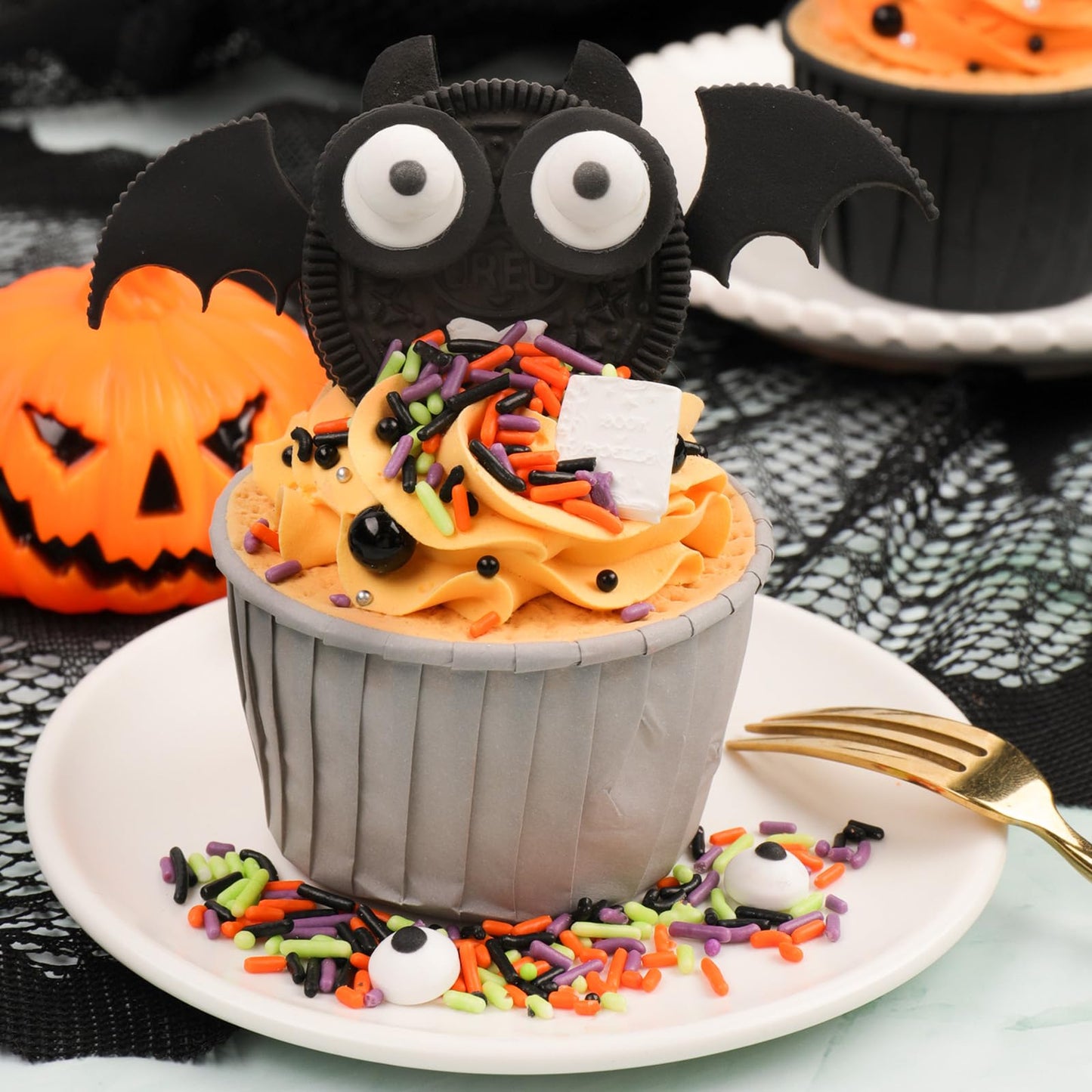 Halloween Sprinkles Edible for Cake Decorating  8Oz Sprinkles with Black Orange Purple Nonpareils and Jimmies  Eyeball  Black Sugar and Orange Pumpkin for Cupcakes Cookie Ice Cream Baking Topping