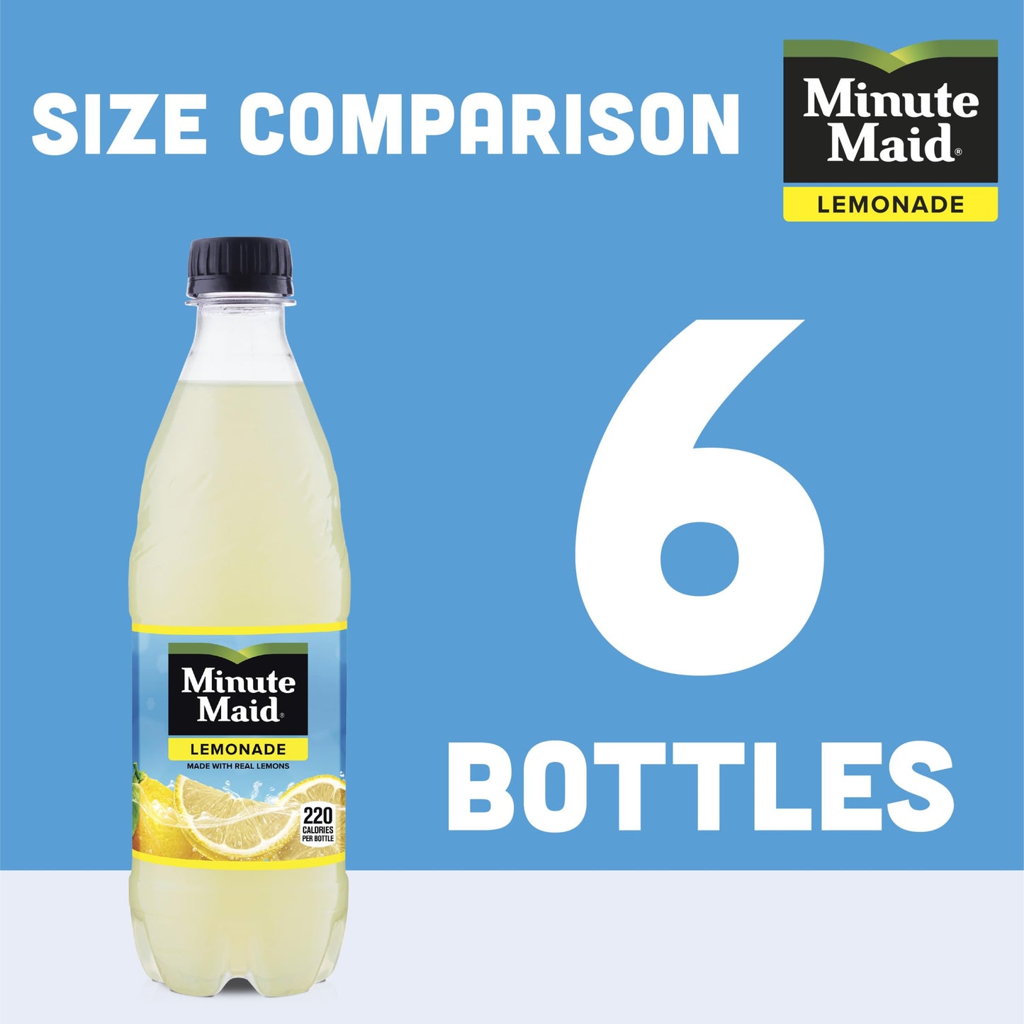 Minute Maid Lemonade, 16.9 fl oz, Pack of 6, Made with Real Lemons, Yellow