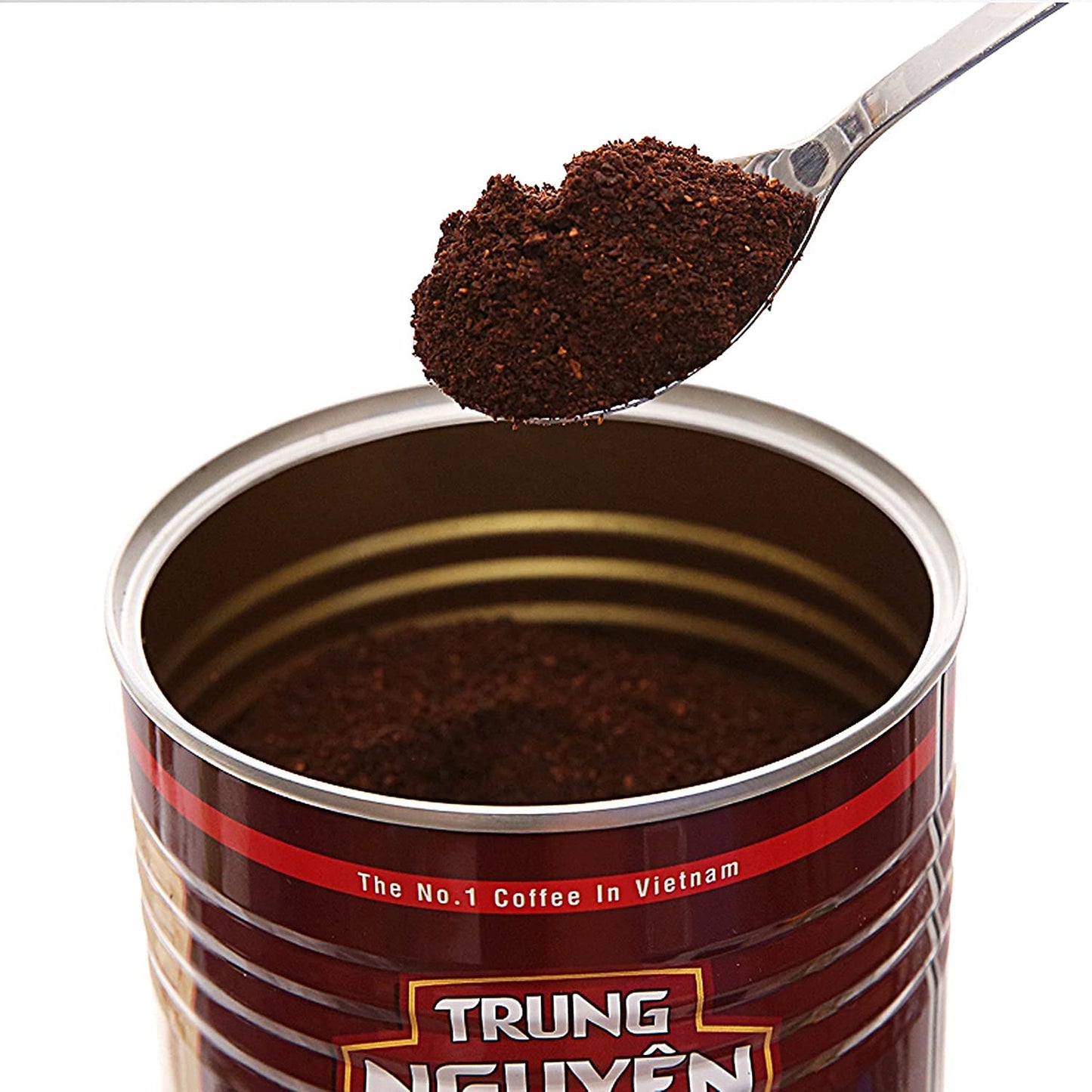 TRUNG NGUYEN Premium Blend Ground Coffee, Strong & Bold, Arabica & Robusta, Chocolate Flavor, 15 oz Can, Red