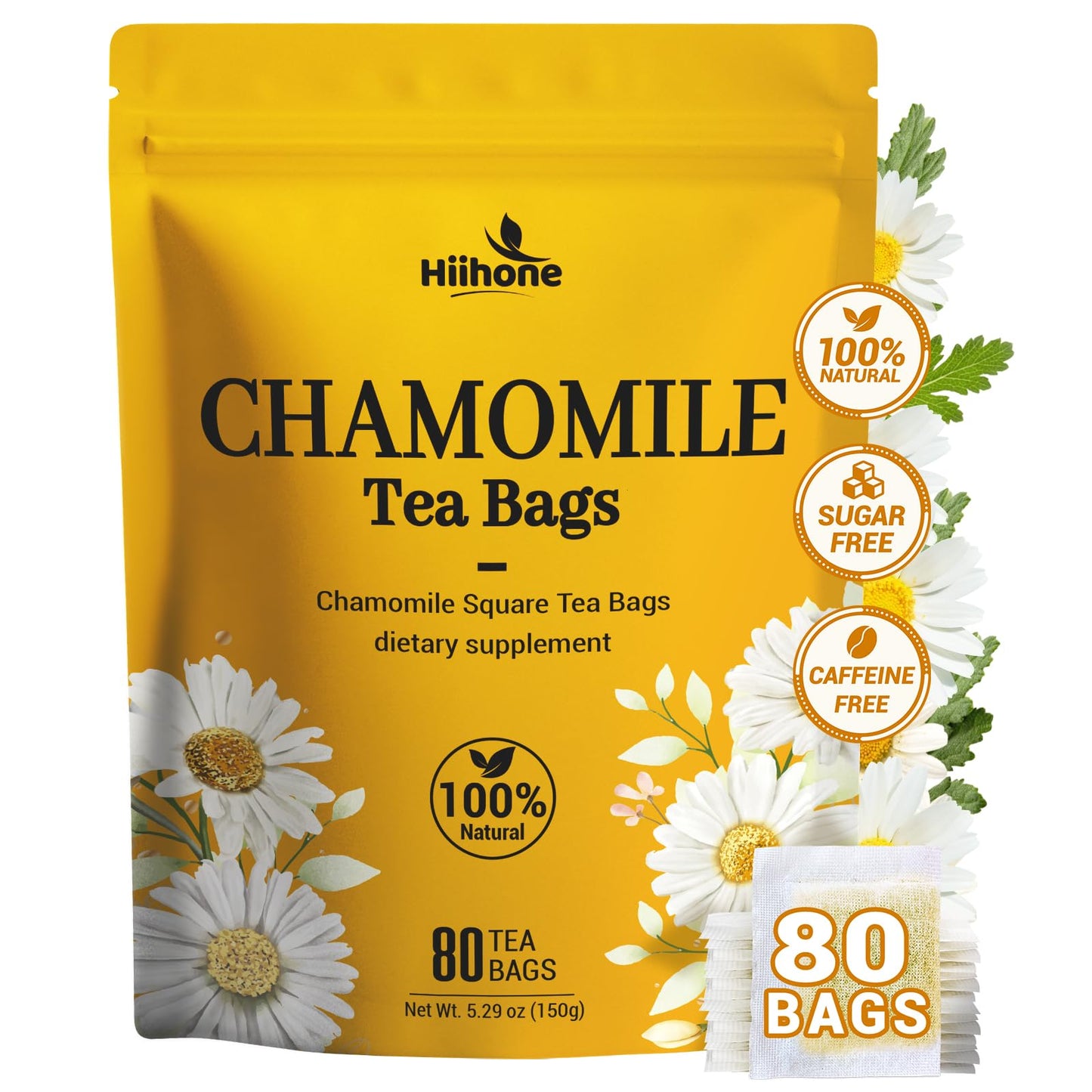Chamomile Tea Bags  Chamomile Flower Herbal Tea With Sugar-Free  Energy Blend-Free  80 Teabags