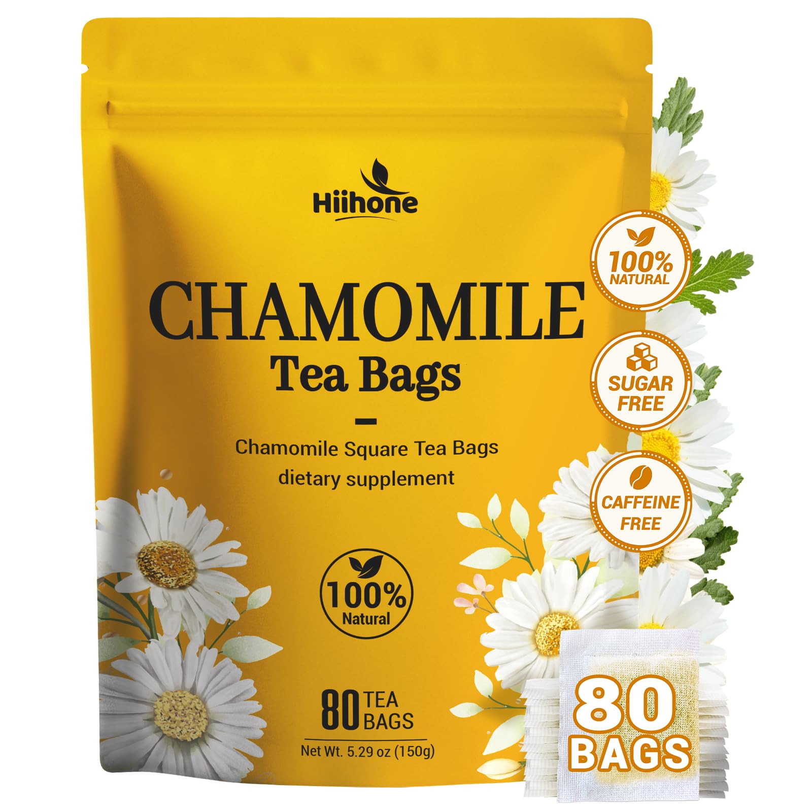 Chamomile Tea Bags  Chamomile Flower Herbal Tea With Sugar-Free  Energy Blend-Free  80 Teabags