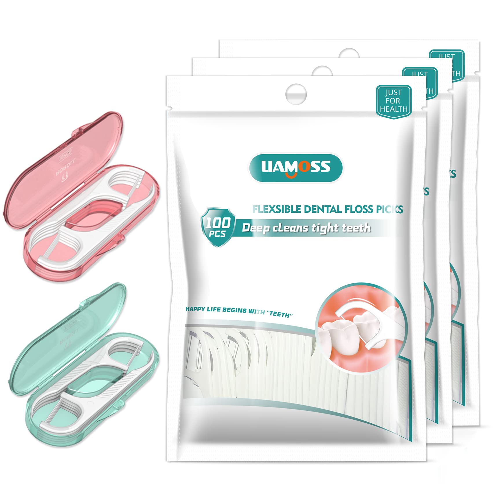 Dental Floss Picks-Floss Travel Case Liamoss Flossers For Adults 320 Count,Portable Floss Case,Travel Floss Pick,Toothpicks Stic