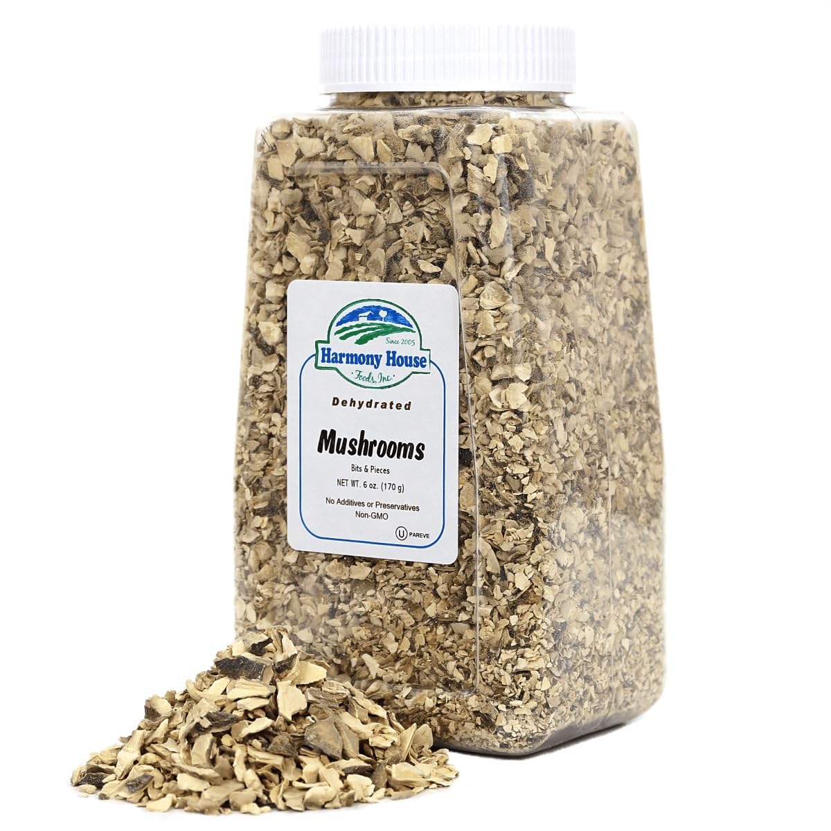 Harmony House Foods Dried Mushroom Bits & Pieces (6 Oz, Quart Size Jar)
