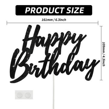 Beishida Happy Birthday Cake Toppers Black Glitter Birthday Cake Decoration Cake Baking Supplies 18Th 30Th 40Th Birthday Cake To