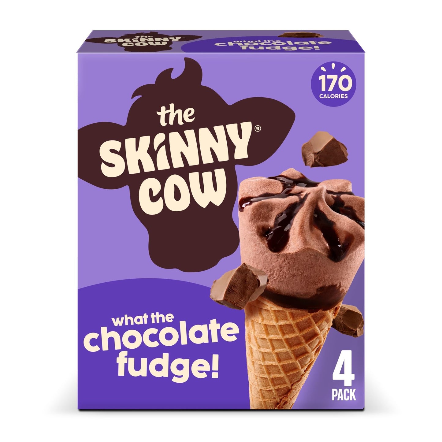 Skinny Cow Not Fudging Around Chocolate Fudge Low Fat Ice Cream Cones, (Frozen), (4 Count of 4 Fl Oz Cones) 16 Fl Oz (Packaging 