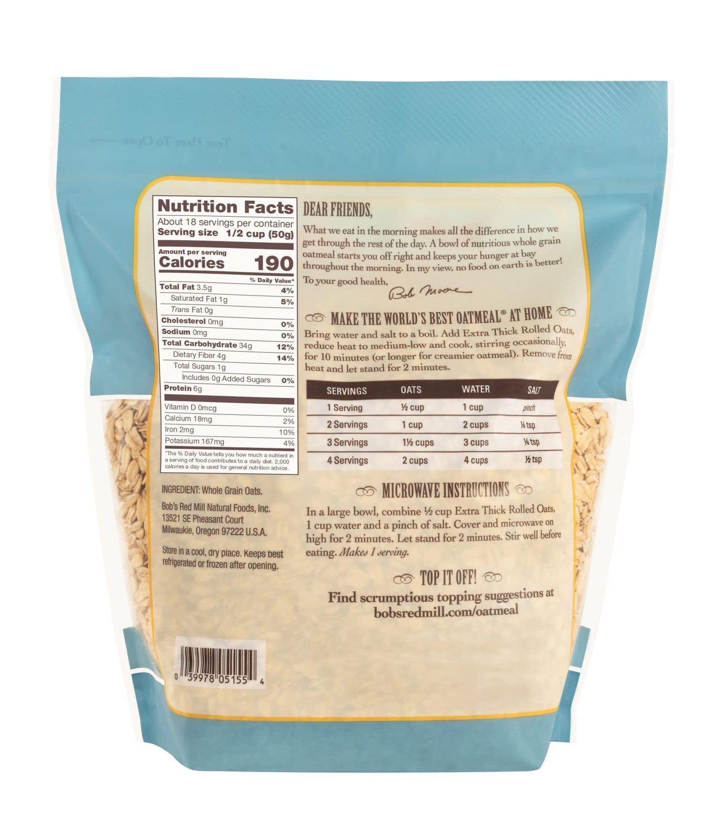 Bobs Red Mill Extra Thick Rolled Oats, 32 Oz
