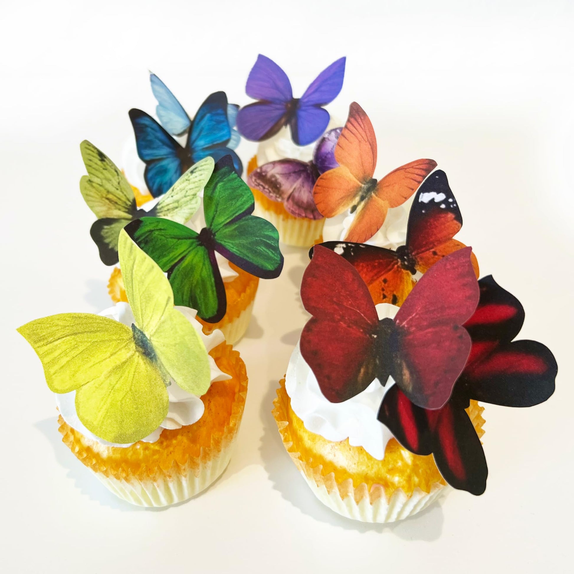 Sugar Robot Edible Butterflies for Cake Decorating - Large 3-inch Rainbow Toppers - Premium Crafted in the USA