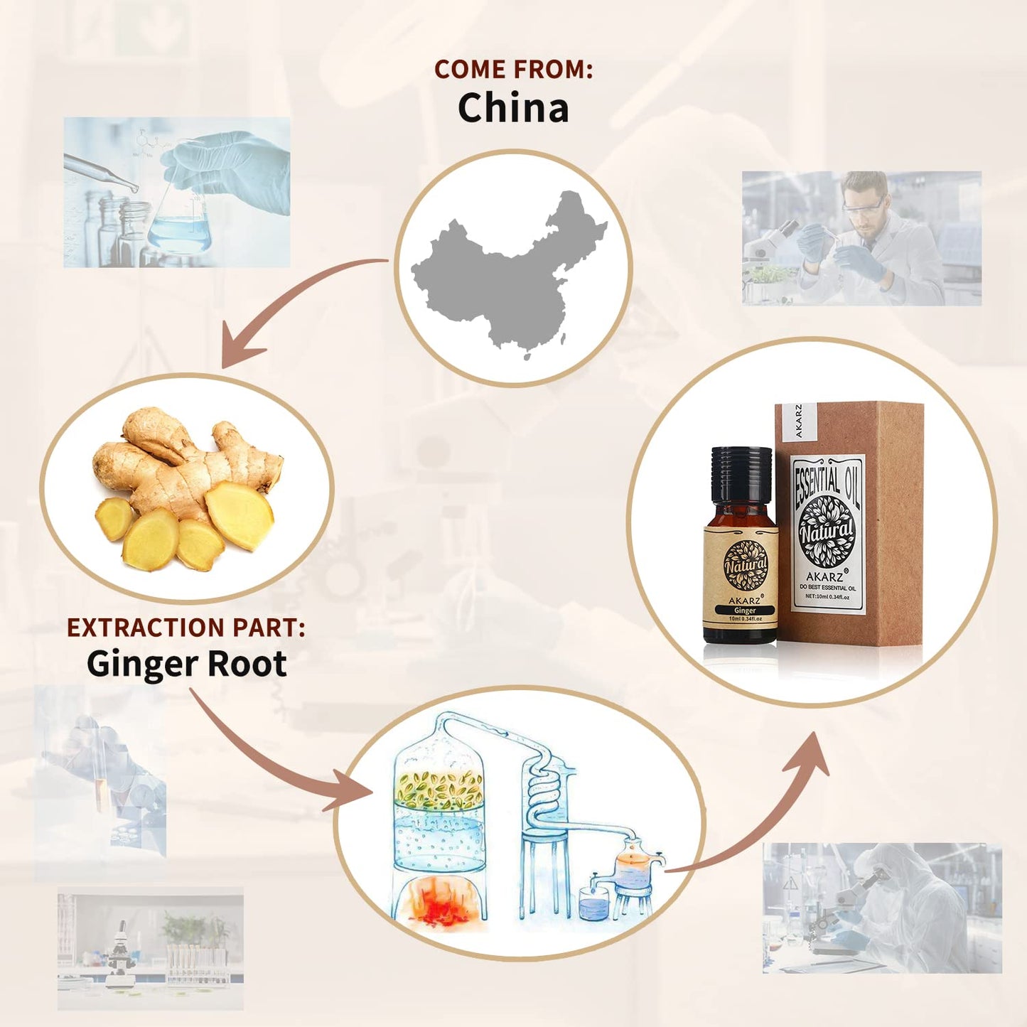 Akarz Ginger Essential Oil Natural Organic Pure Premium Therapeutic Ginger Oil For Skin Body Hair Care,Diffuser, Candle,Soap,Mak