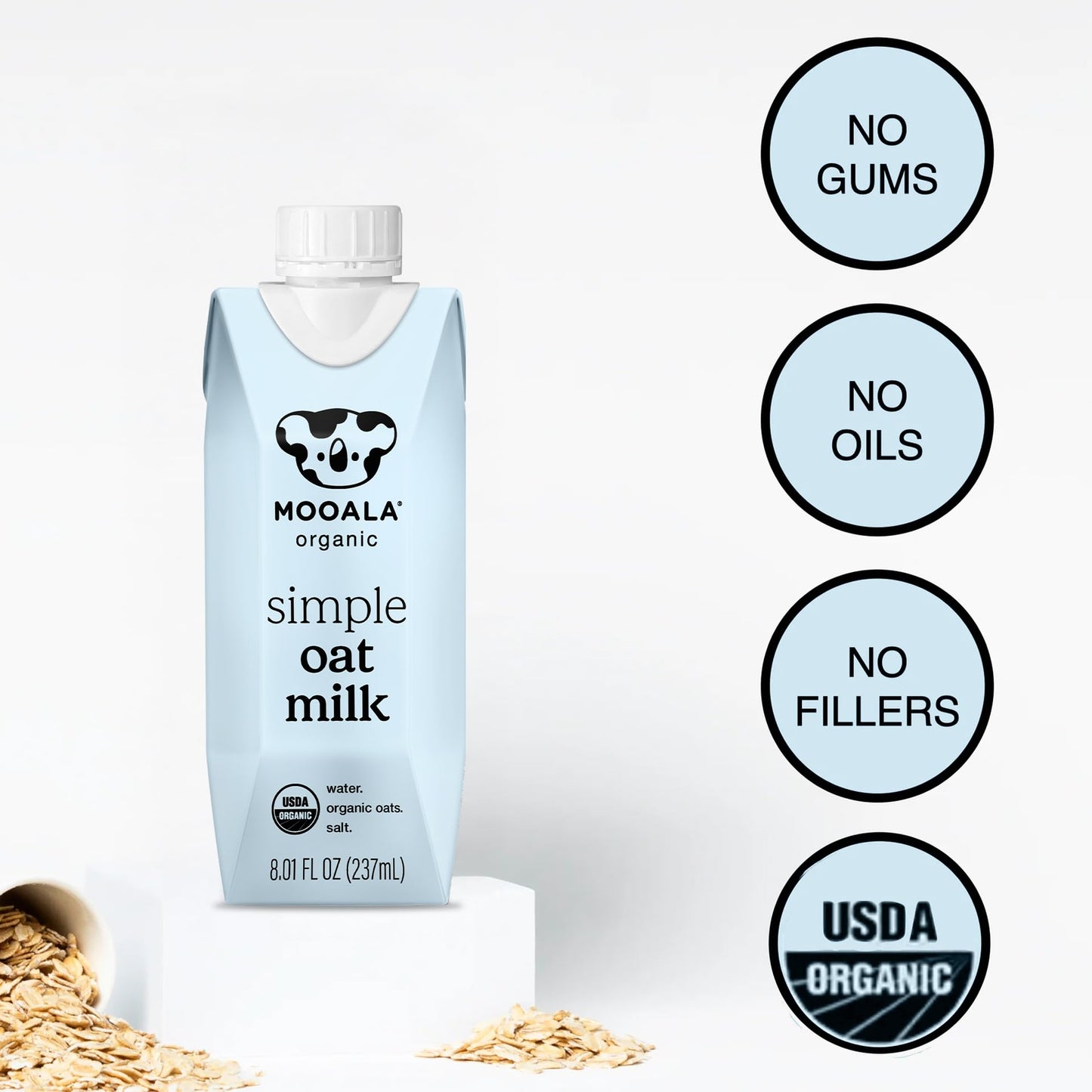 Mooala Organic Oatmilk, Unsweetened, Dairy Free, 12 Pack, Shelf Stable, 3 Ingredients