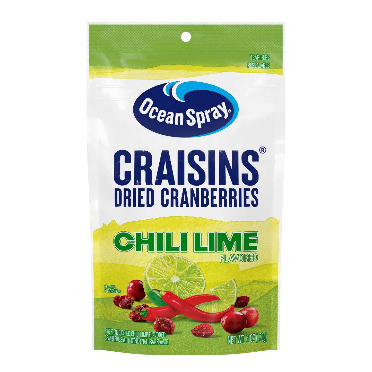 Ocean Spray Craisins Sweetened Dried Cranberries  Chili Lime  6oz Pouch