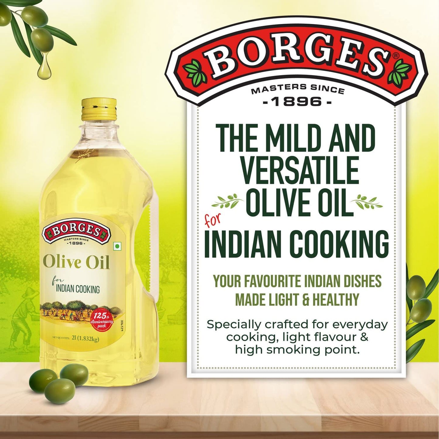 Borges Olive Oil Extra Light Flavour, 2 Liters