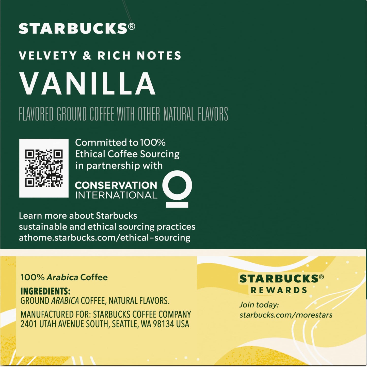 Starbucks Flavored Coffee K-Cup Pods, Vanilla Flavored Coffee, Made Without Artificial Flavors, Keurig Genuine K-Cup Pods, 10 Ct