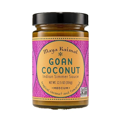 Maya Kaimal Goan Coconut Sauce 12.5 Oz Mild Indian Simmer Sauce With Tropical Coconut And Tamarind. Vegan Gluten Free Non-Gmo Pr