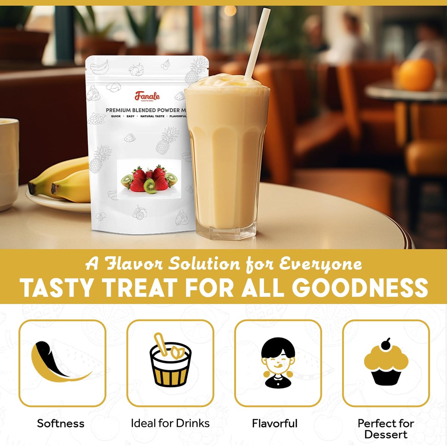Fanale Premium Banana Bubble Tea Flavoring Powder | Perfect For Baking, Smoothies, Desserts And Drinks | Instant Flavoring Powde