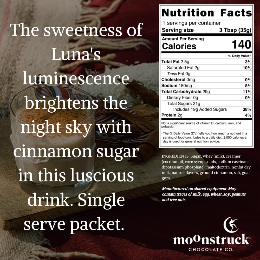 Moonstruck Chocolate Single Serve Horchata Hot Chocolate Packets, 8 Count (Pack Of 1)