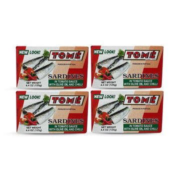 4 Packs Tome Sardines (In Tomato Sauce w/ Olive Oil & Chili) 125g Ea