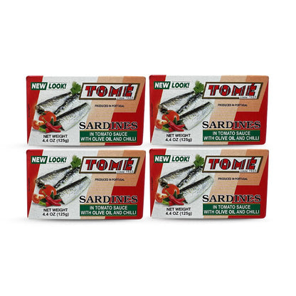 4 Packs Tome Sardines (In Tomato Sauce w/ Olive Oil & Chili) 125g Ea