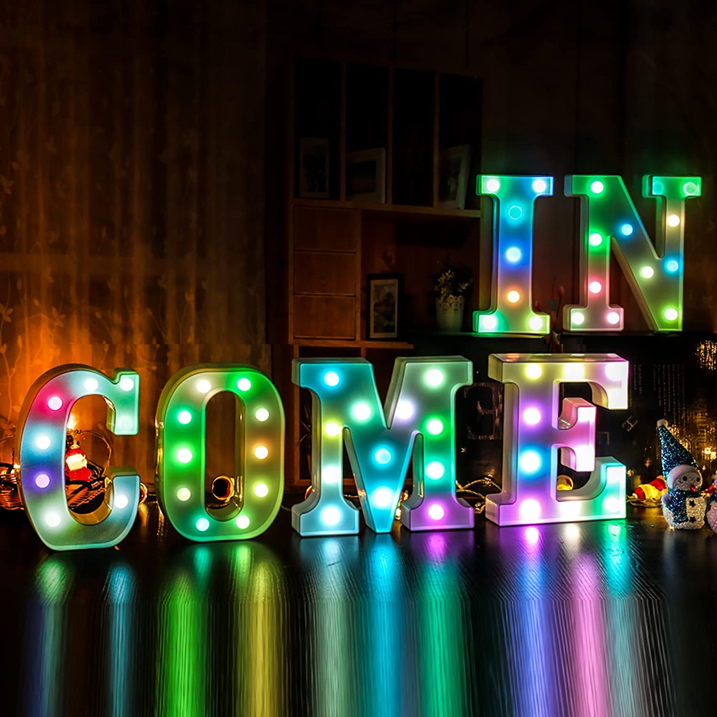 Enshui Light Up Letters Marquee Letters - Colorful Led Letters Lights Alphabet, Battery Powered Color Changing Light Up Letters