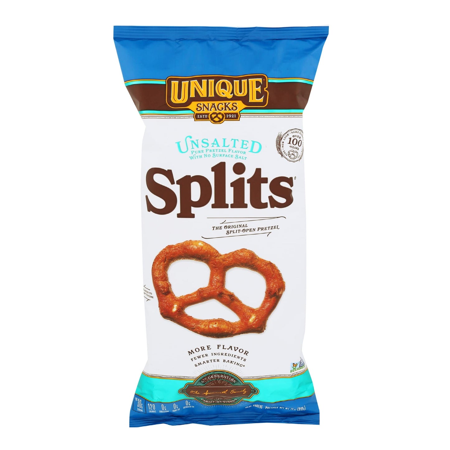 UNIQUE SNACKS Unsalted Splits, Vegan, Homestyle Baked, 11 Ounce (Pack of 12)