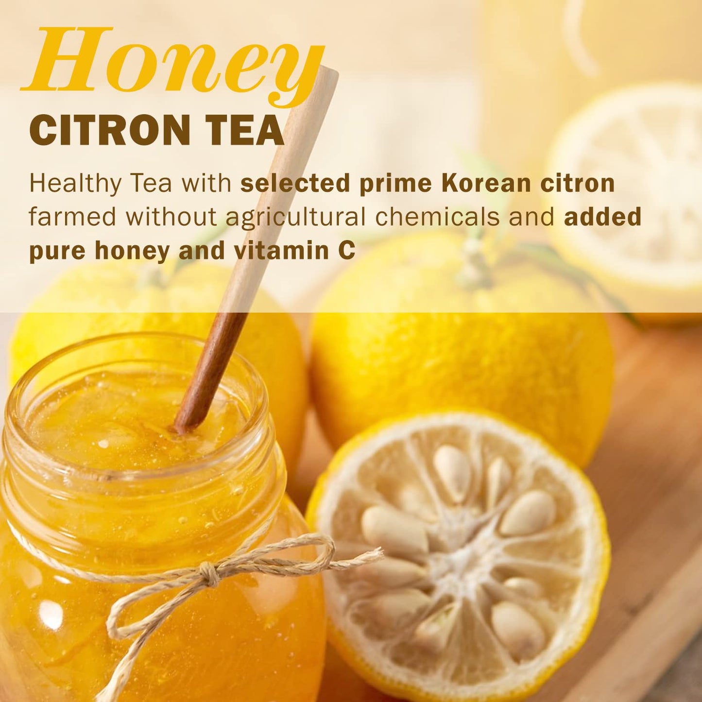 KPANTRY Honey Citron Tea - Korean Marmalade, Chemical-free Yuzu, 35.27 Fl Oz (Pack of 2) - Instant Hot or Cold Beverage
