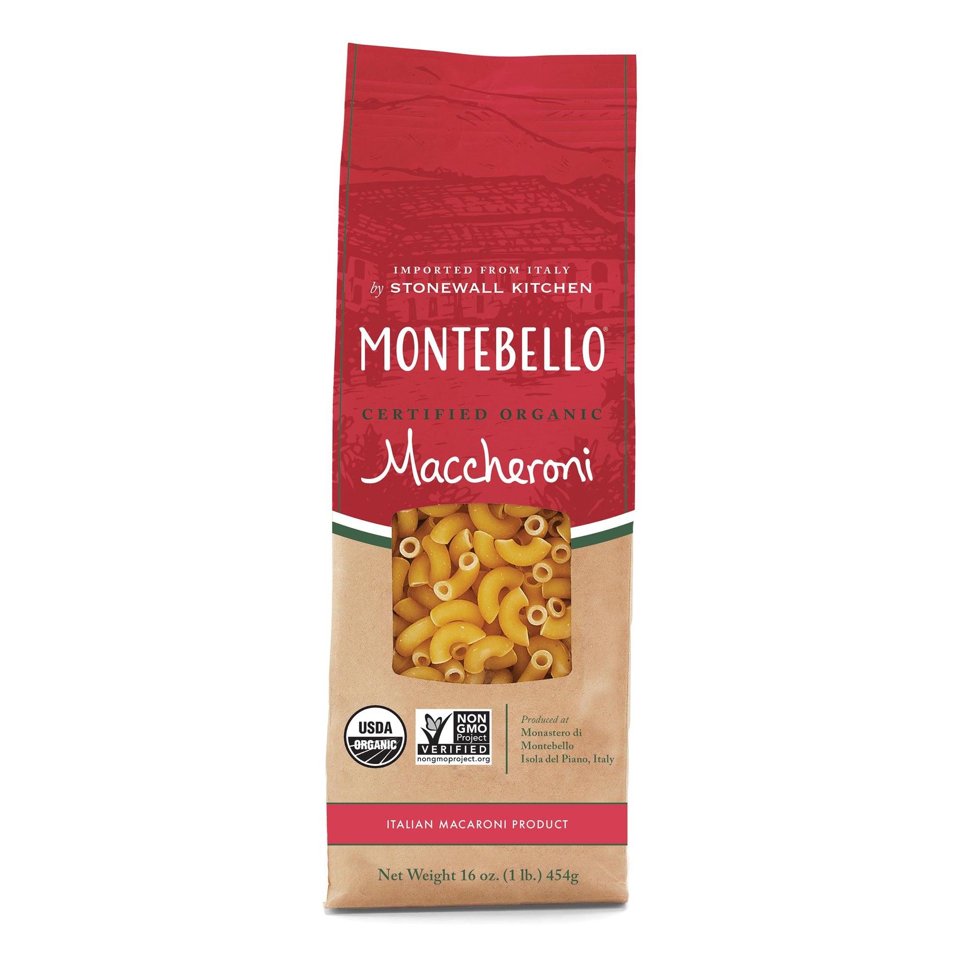 MONTEBELLO Organic Maccheroni Pasta, 16 Ounce (1 lb), Yellow