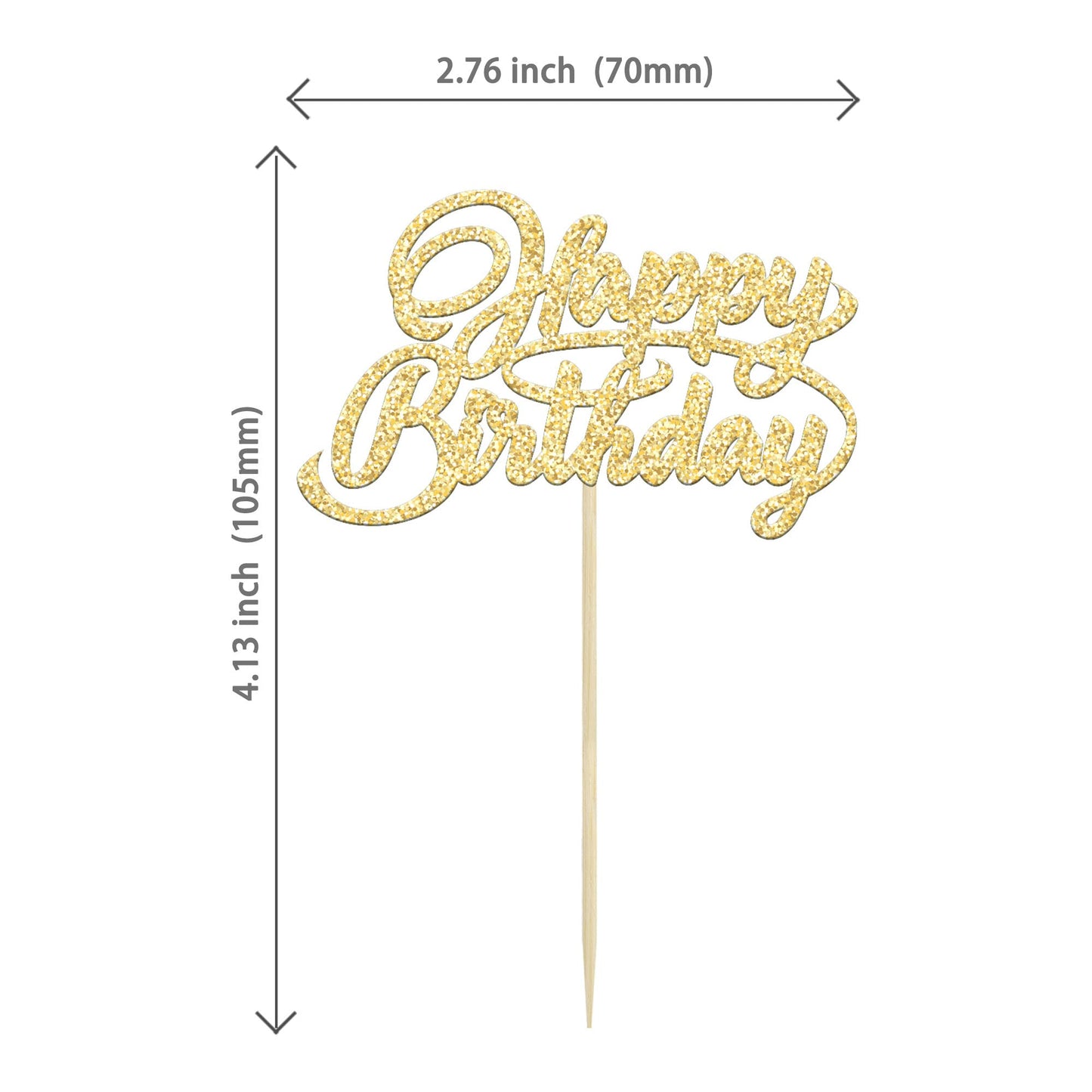 24Pcs Happy Birthday Cupcake Toppers Gold Glitter Birthday Cupcake Food Picks For Celebrating Happy Birthday Party Cake Decorati