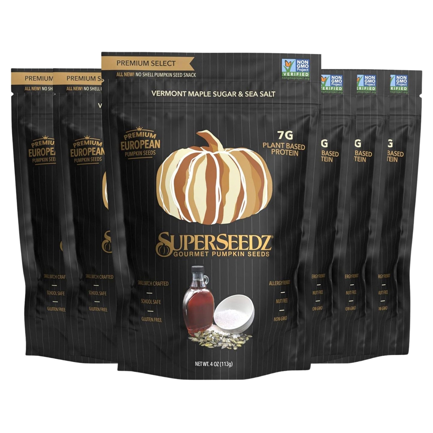 SuperSeedz Dry Roasted Pumpkin Seeds, Maple Sugar & Sea Salt, Vegan, Keto, 4oz (Pack of 6)