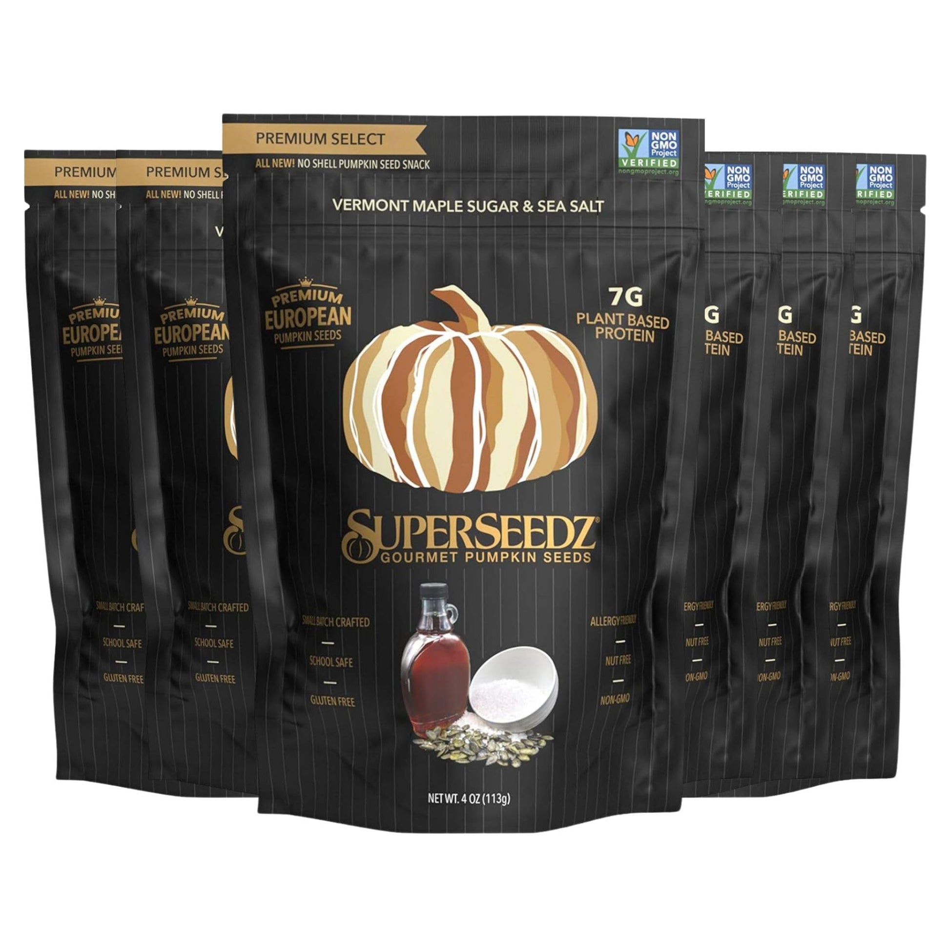 SuperSeedz Dry Roasted Pumpkin Seeds, Maple Sugar & Sea Salt, Vegan, Keto, 4oz (Pack of 6)