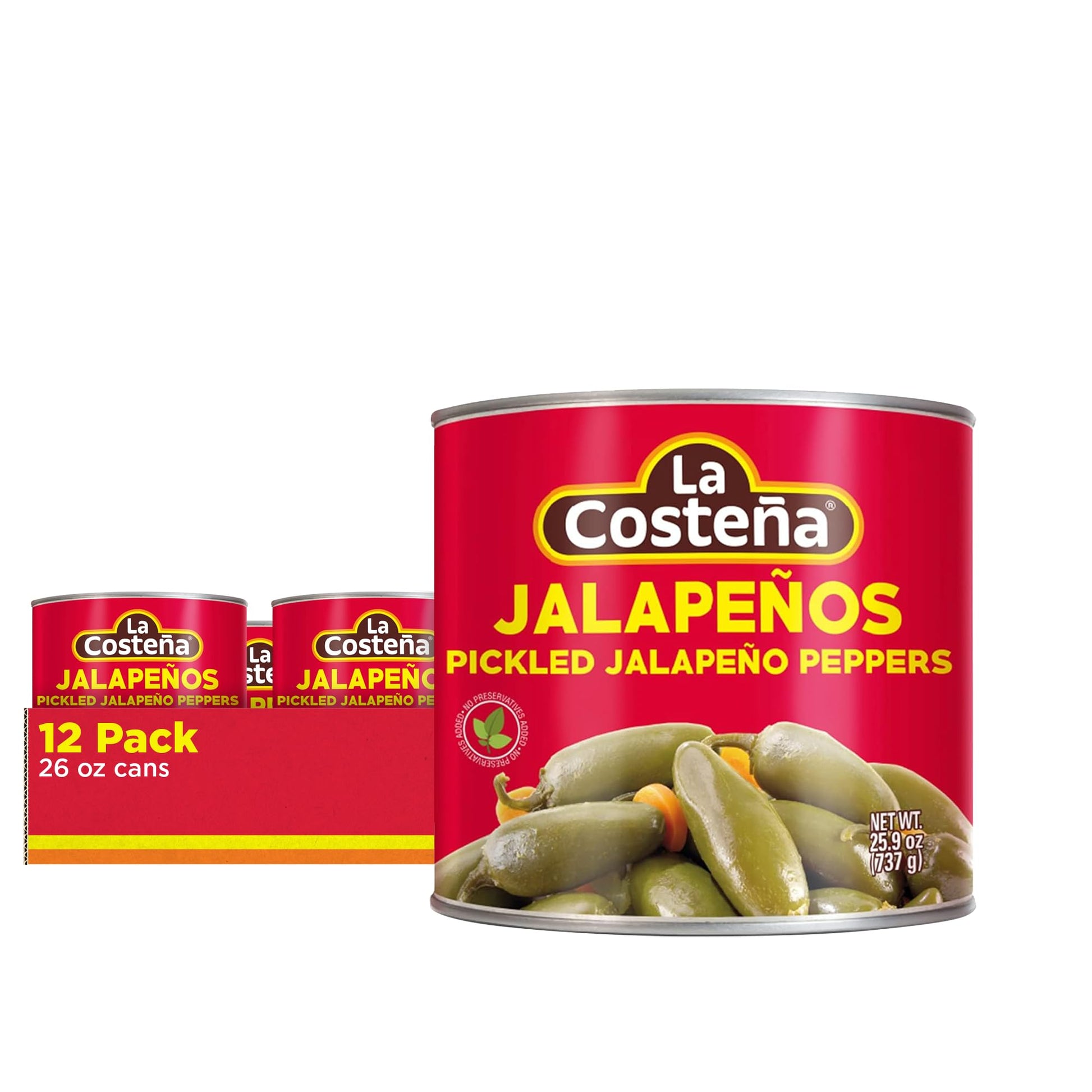 La Costea Whole Pickled Jalapeo Peppers, 26 Ounce Cans (Pack of 12)