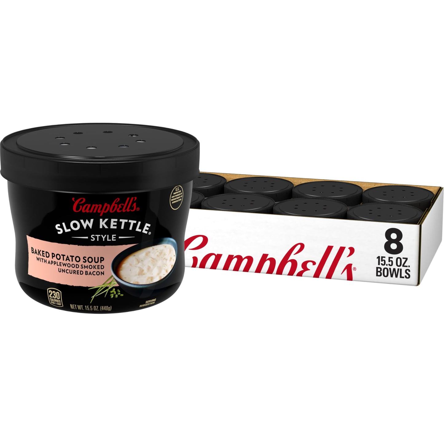 Campbells Slow Kettle Baked Potato Soup with Applewood Smoked Bacon, 15.5 oz, Pack of 8