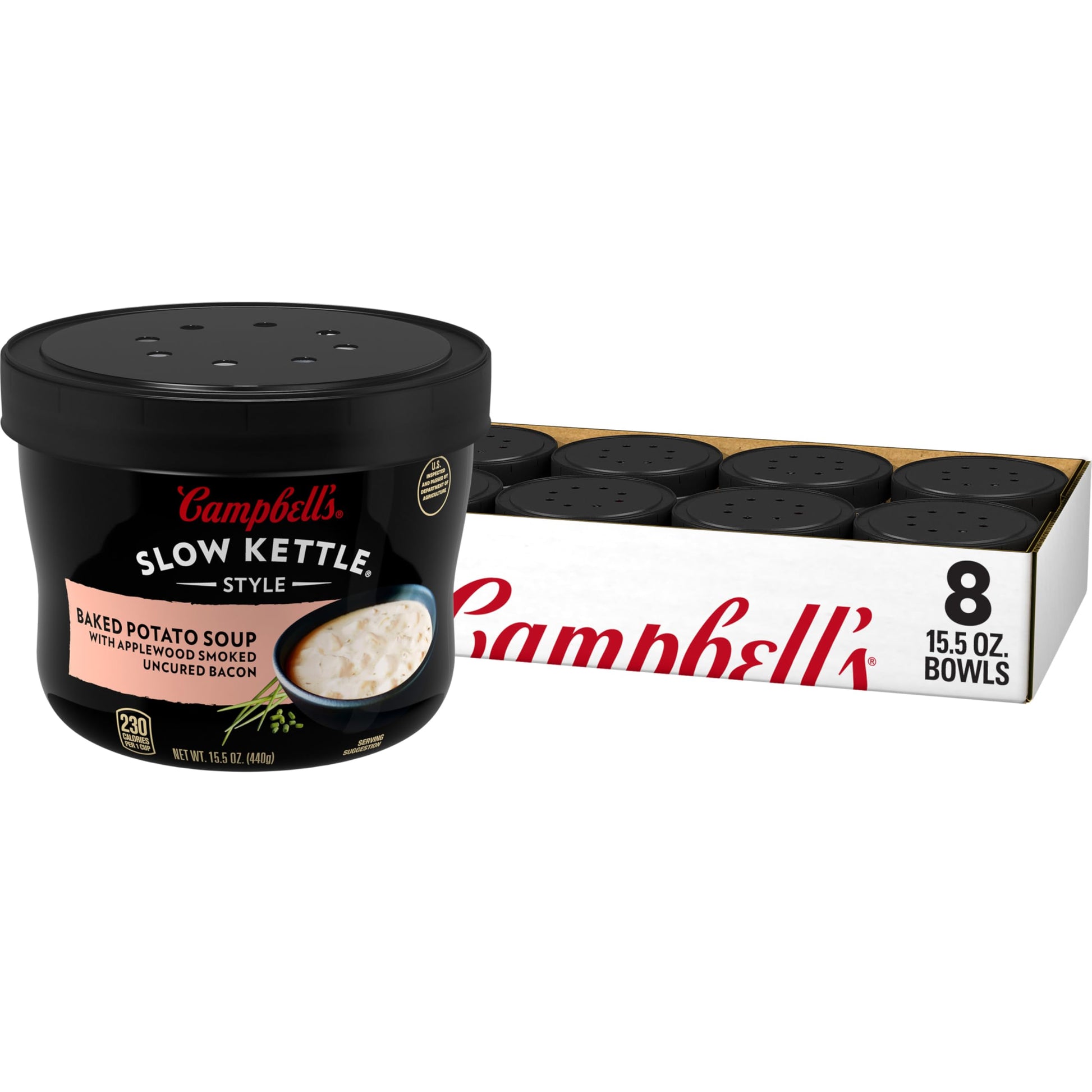 Campbells Slow Kettle Baked Potato Soup with Applewood Smoked Bacon, 15.5 oz, Pack of 8