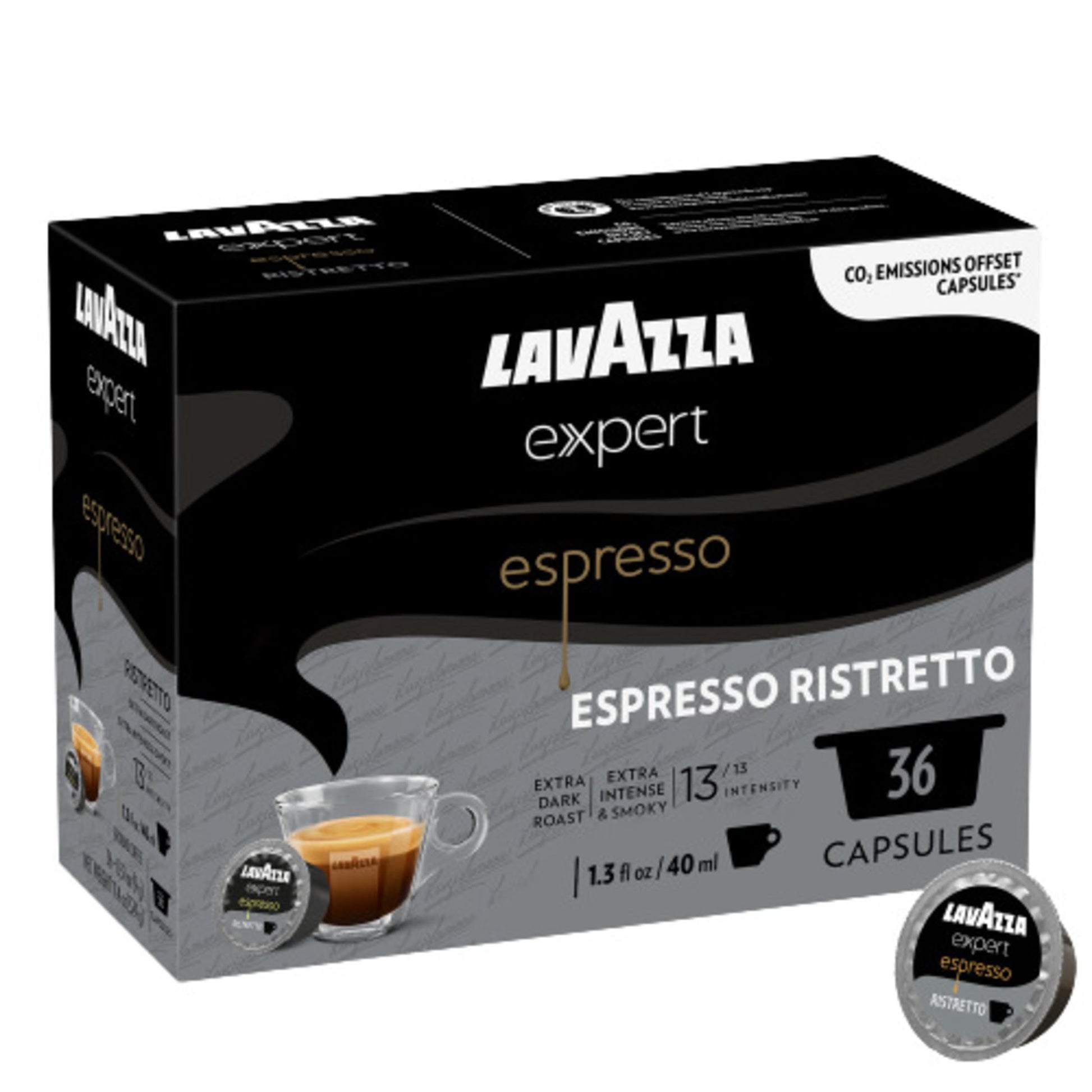 Lavazza Expert Espresso Ristretto Capsules, Extra Dark Roast, 36 Count, Compatible with Lavazza Classy Machines