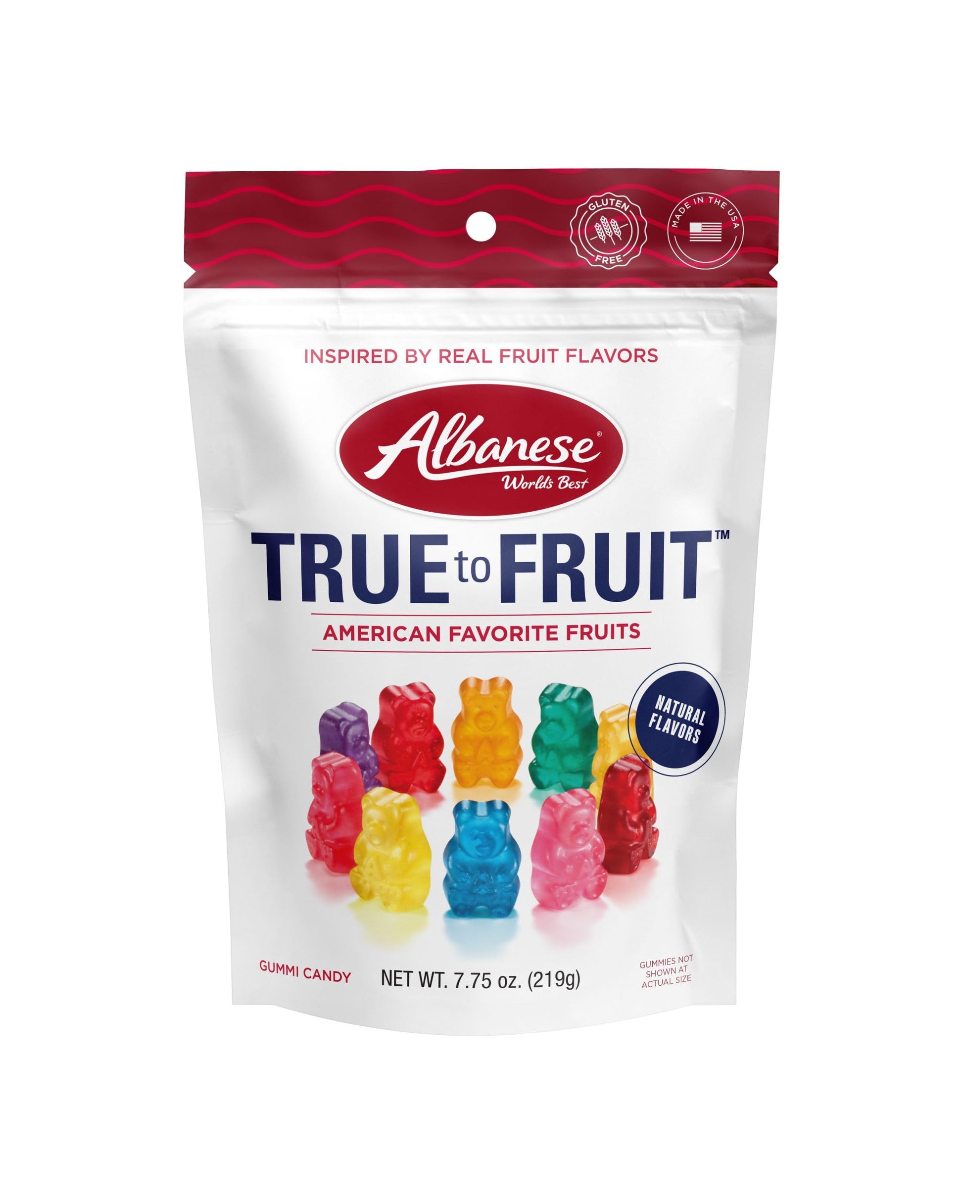 Albanese Worlds Best True to Fruit American Favorite Fruits Gummies | 7.75oz Bag of Candy | 10 Natural Flavors and Colors, Soft