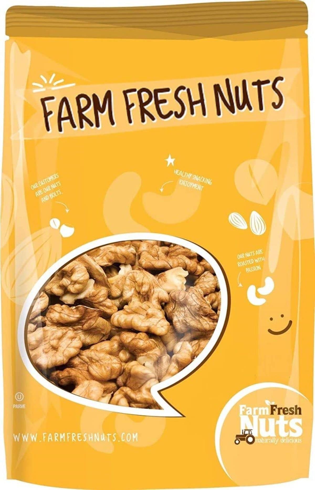 Walnuts - Shelled California - Dry Roasted Himalayan Salted Walnuts - Great Source Of Omega 3 And Tons Of Other Healthy Nutrients- Super Crunchy - (1 Lb) - Farm Fresh Nuts Brand