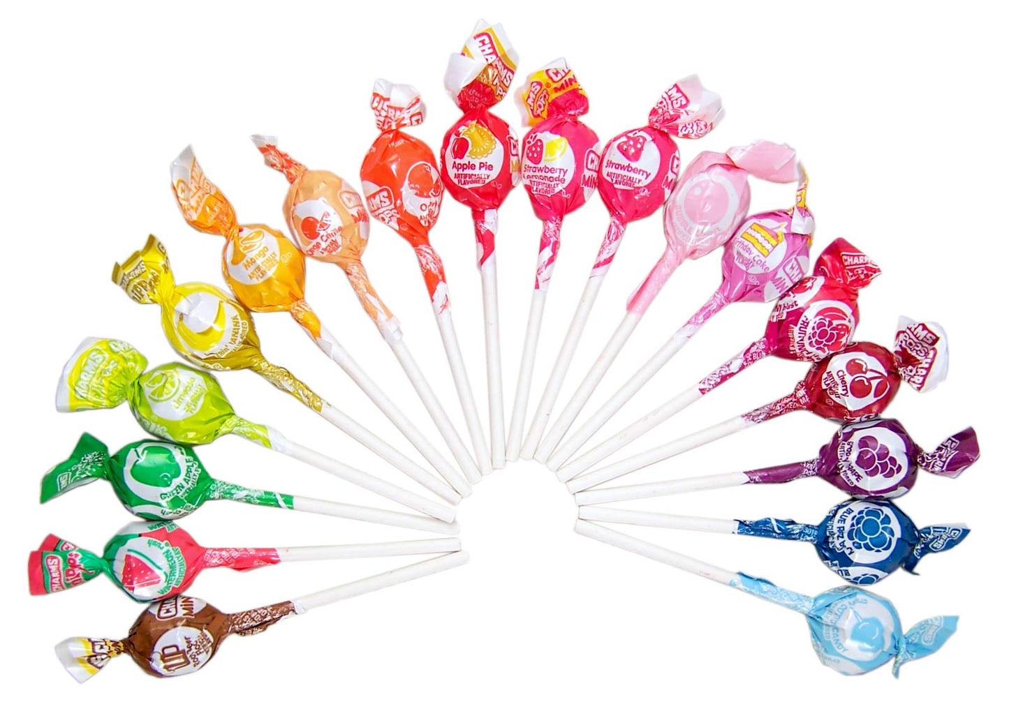 Blow Pops Charms Minipops Candy Lollipops, 18 Assorted Flavors, 75 Count Bag, Orange & Blue